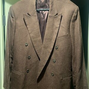 Men's Brown Double-Breasted Blazer